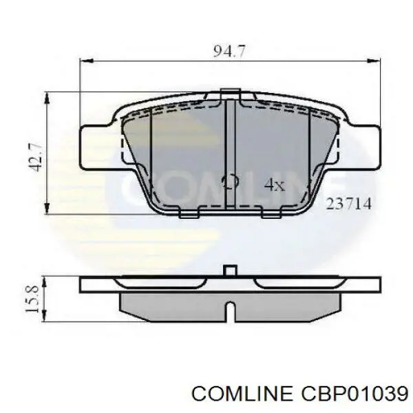 Pastillas de freno traseras CBP01039 Comline