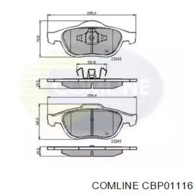 Передние тормозные колодки CBP01116 Comline