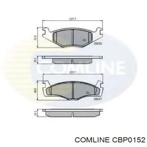 Передние тормозные колодки CBP0152 Comline