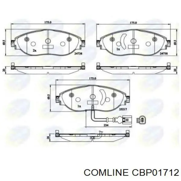 Колодки дисковые  Comline CBP01712 цена, от 24.35 USD