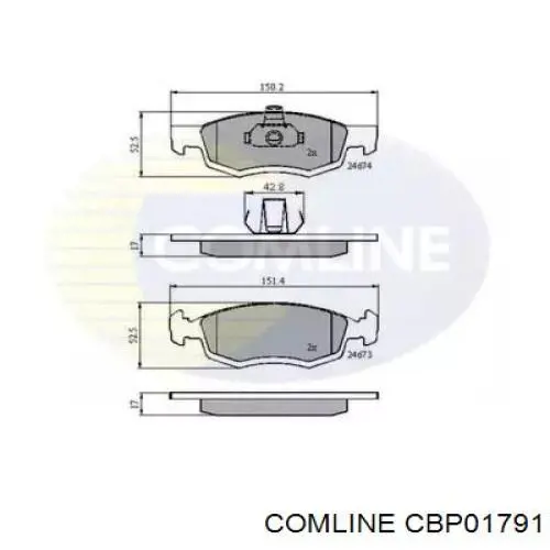 Передние тормозные колодки CBP01791 Comline