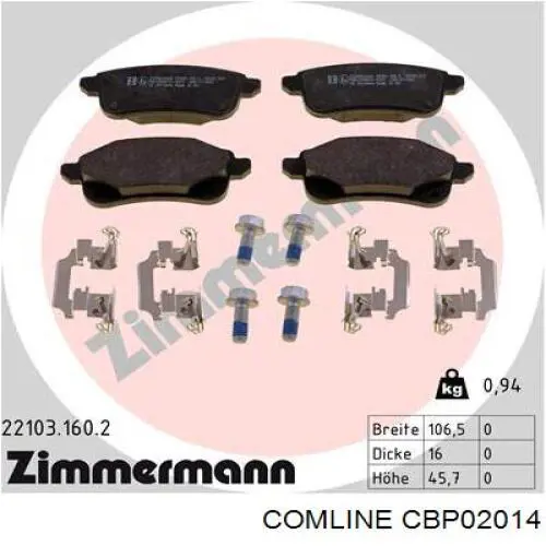 Купить CBP02014 Comline Колодки тормозные задние, дисковые