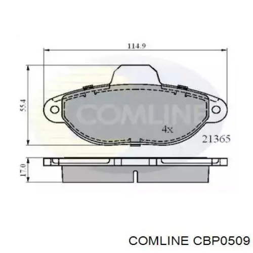 Передние тормозные колодки CBP0509 Comline