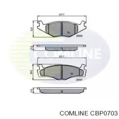 Передние тормозные колодки CBP0703 Comline