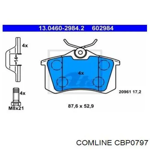 Задние тормозные колодки CBP0797 Comline