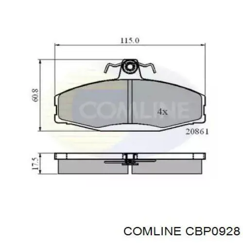 Передние тормозные колодки CBP0928 Comline