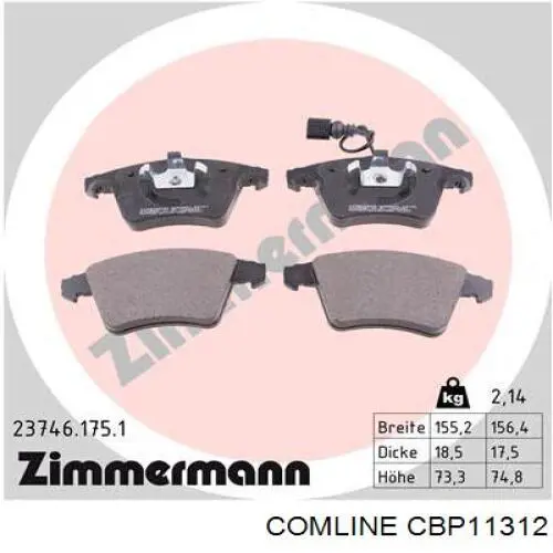 Передние тормозные колодки CBP11312 Comline