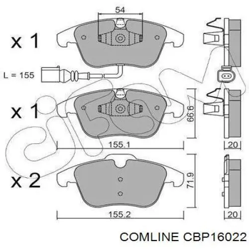 Передние тормозные колодки CBP16022 Comline