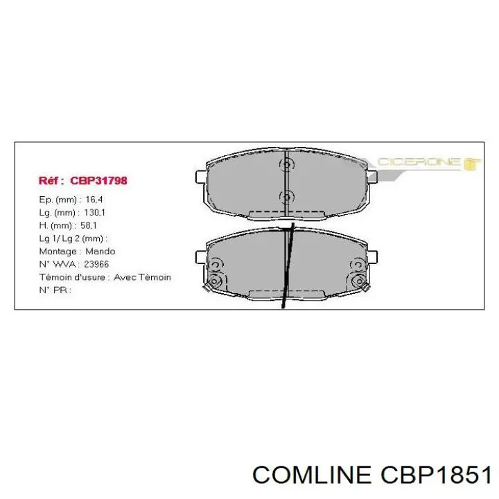 Колодки Comline CBP1851 цена, от 17.27 USD