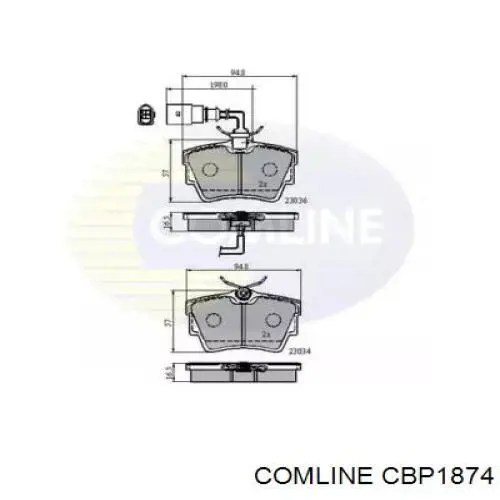 Колодки тормозные задние дисковые COMLINE CBP1874