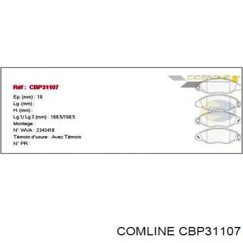 Передние тормозные колодки CBP31107 Comline