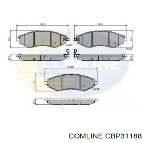 Передние тормозные колодки CBP31188 Comline