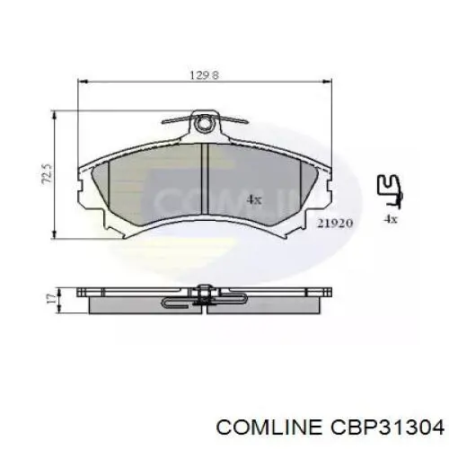 Передние тормозные колодки CBP31304 Comline