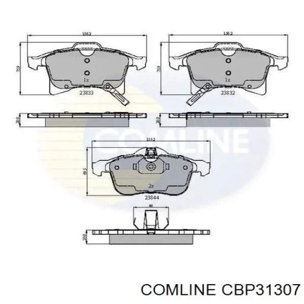 CBP31307 Comline sapatas do freio dianteiras de disco