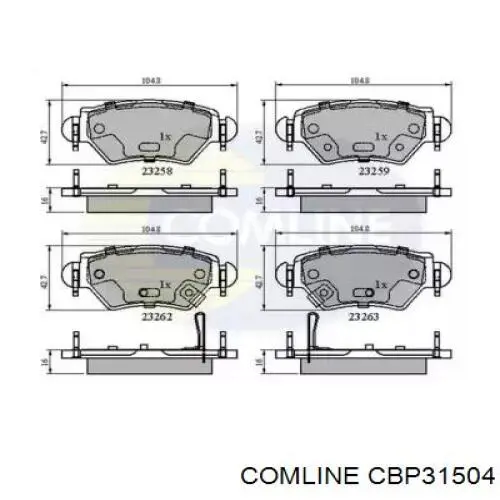 Задние тормозные колодки CBP31504 Comline