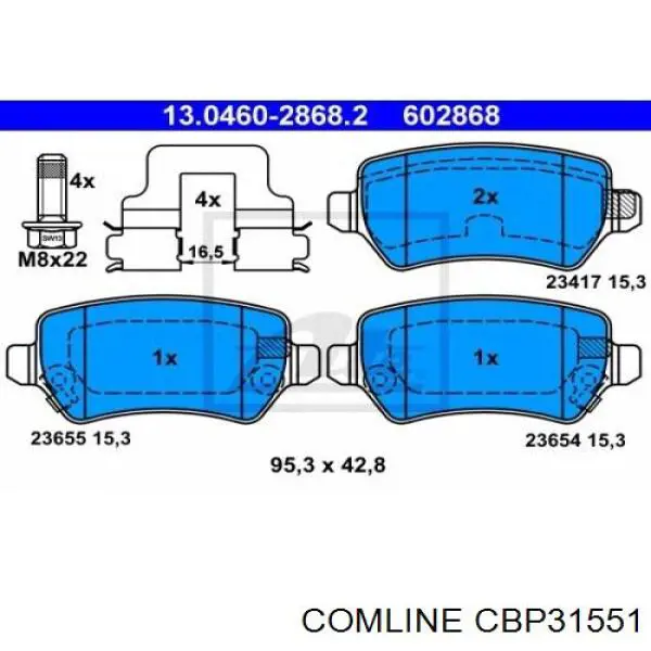 Задние тормозные колодки CBP31551 Comline