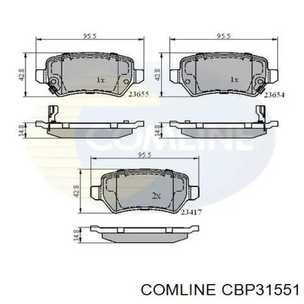 CBP31551 Comline sapatas do freio traseiras de disco