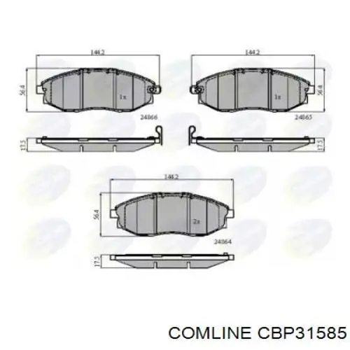 Передние тормозные колодки CBP31585 Comline