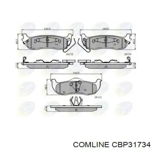 CBP31734 Comline задние тормозные колодки