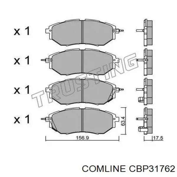 Передние тормозные колодки CBP31762 Comline