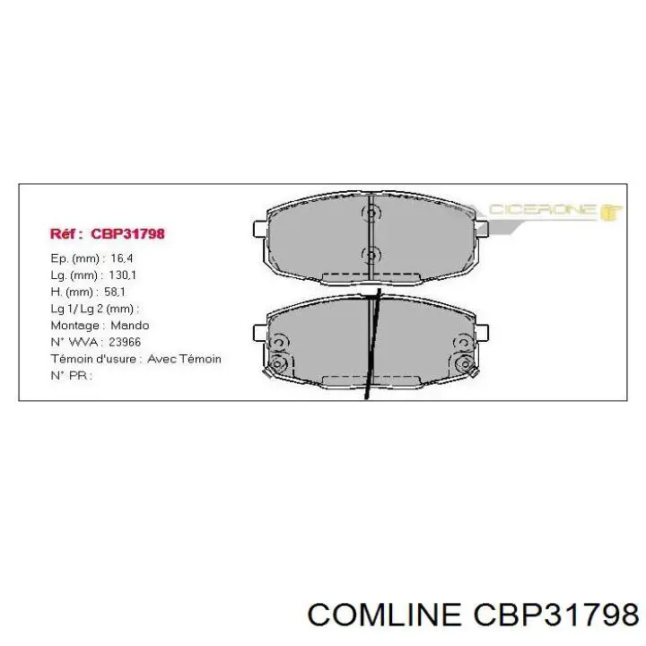 Передние тормозные колодки CBP31798 Comline