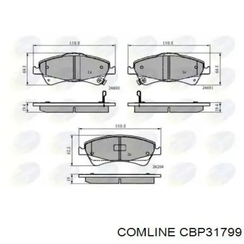 Передние тормозные колодки CBP31799 Comline