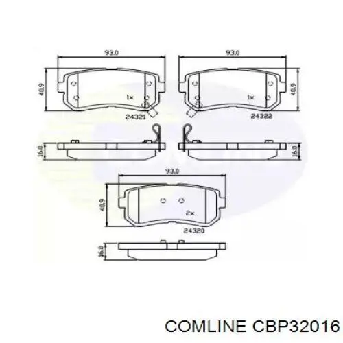 Задние тормозные колодки CBP32016 Comline