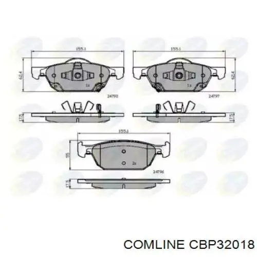 Передние тормозные колодки CBP32018 Comline