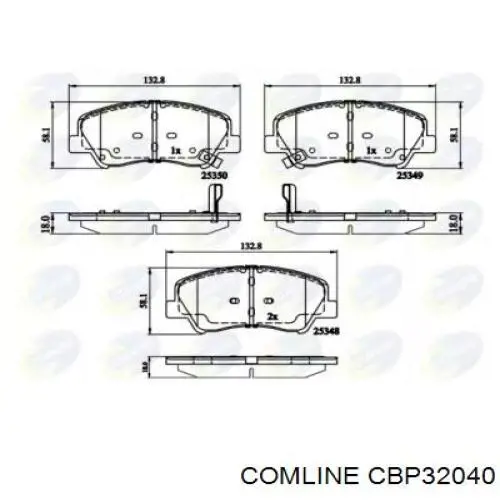 CBP32040 Comline sapatas do freio dianteiras de disco