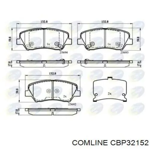 CBP32152 Comline sapatas do freio dianteiras de disco