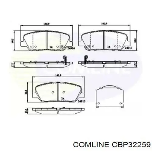 Передние тормозные колодки CBP32259 Comline