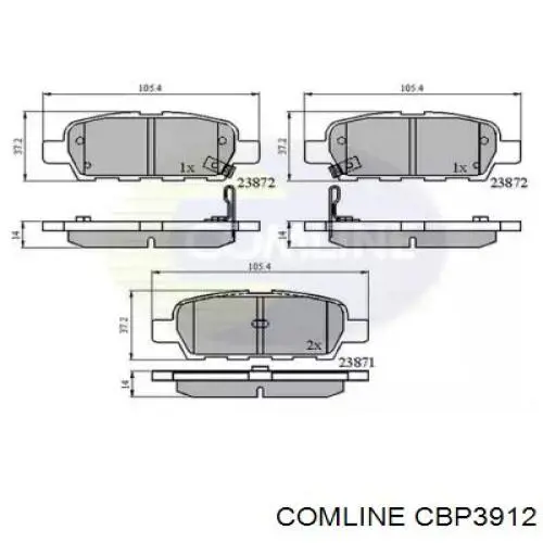 CBP3912 Comline sapatas do freio traseiras de disco