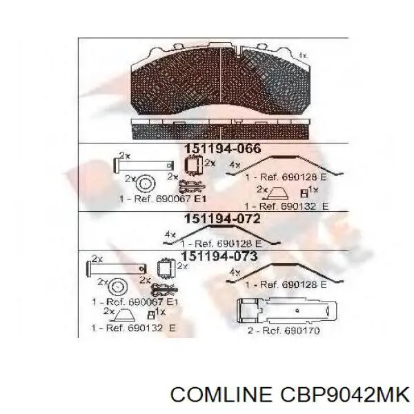 Задние тормозные колодки CBP9042MK Comline