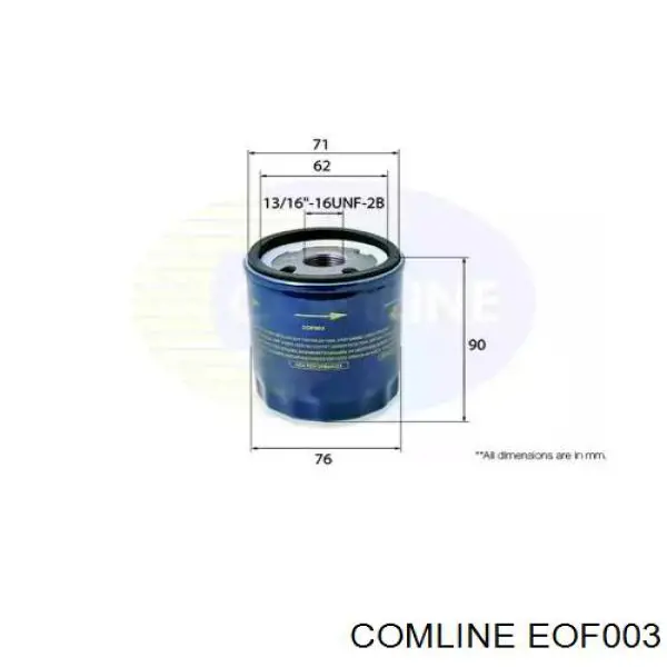 EOF003 Comline filtro de óleo