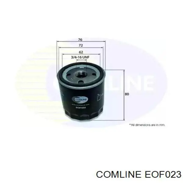 EOF023 Comline filtro de óleo