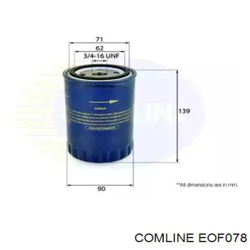 Filtro de aceite EOF078 Comline