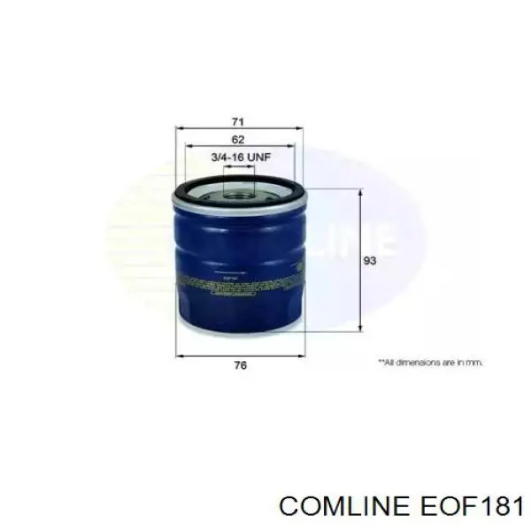 EOF181 Comline filtro de óleo