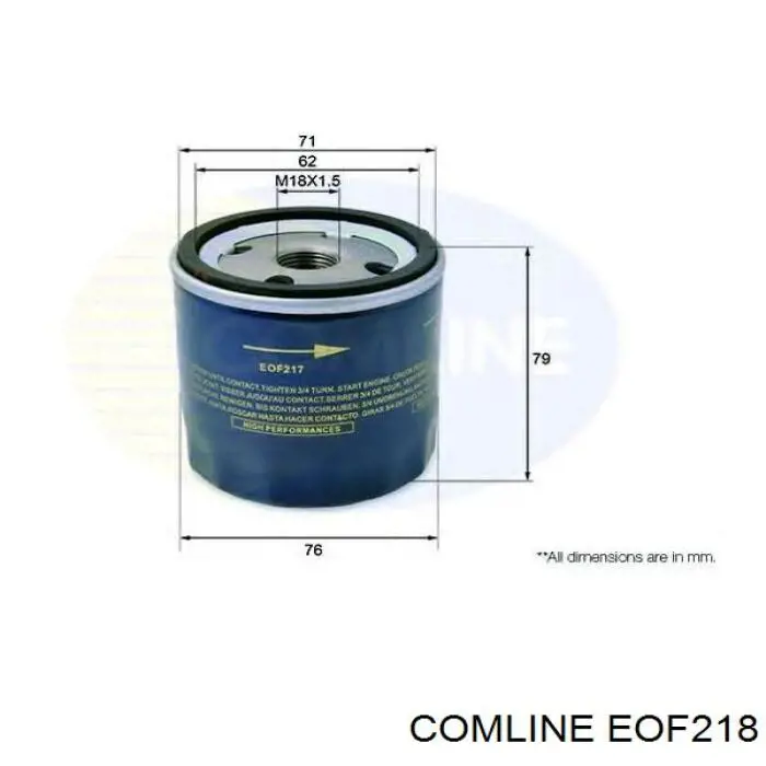 Filtro de aceite EOF218 Comline