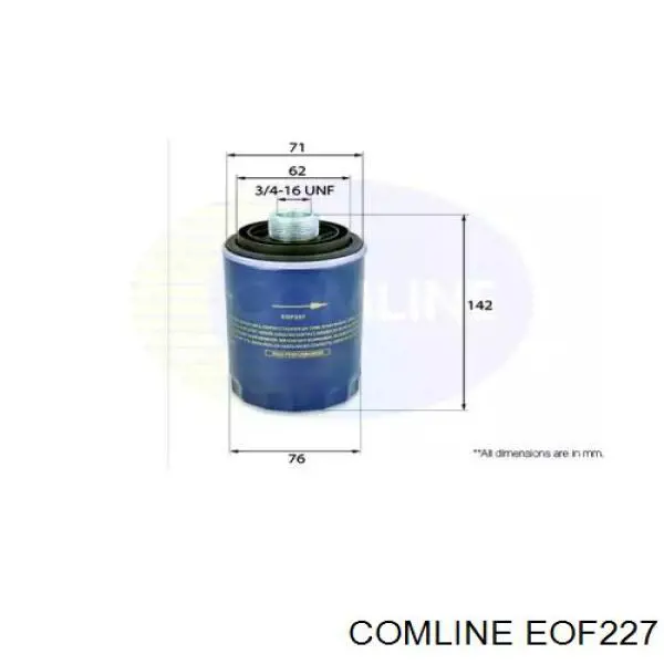 EOF227 Comline filtro de óleo