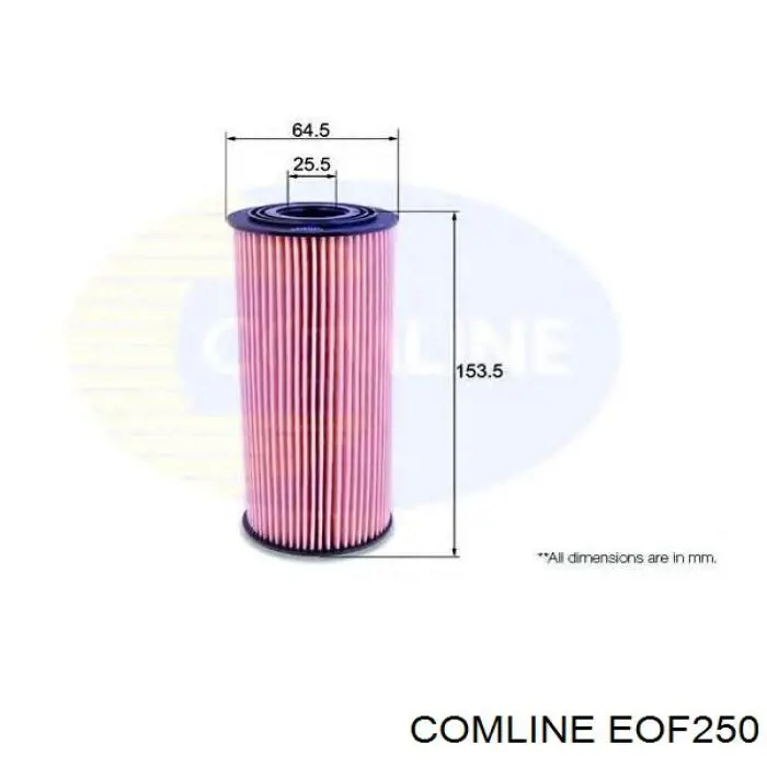 Filtro de aceite EOF250 Comline