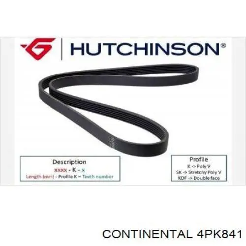 Ремень кондиционера Continental/Siemens 4PK841