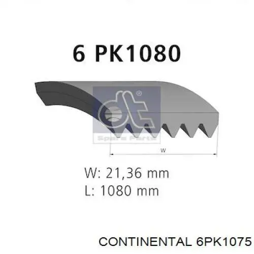 Ремень кондиционера Continental/Siemens 6PK1075