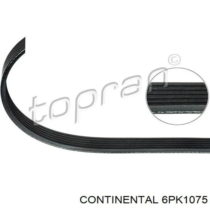 Ремень генератора 6PK1075 Continental/Siemens
