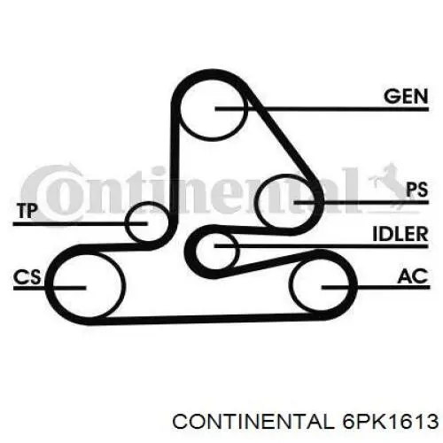 Ремень генератора 6PK1613 Continental/Siemens