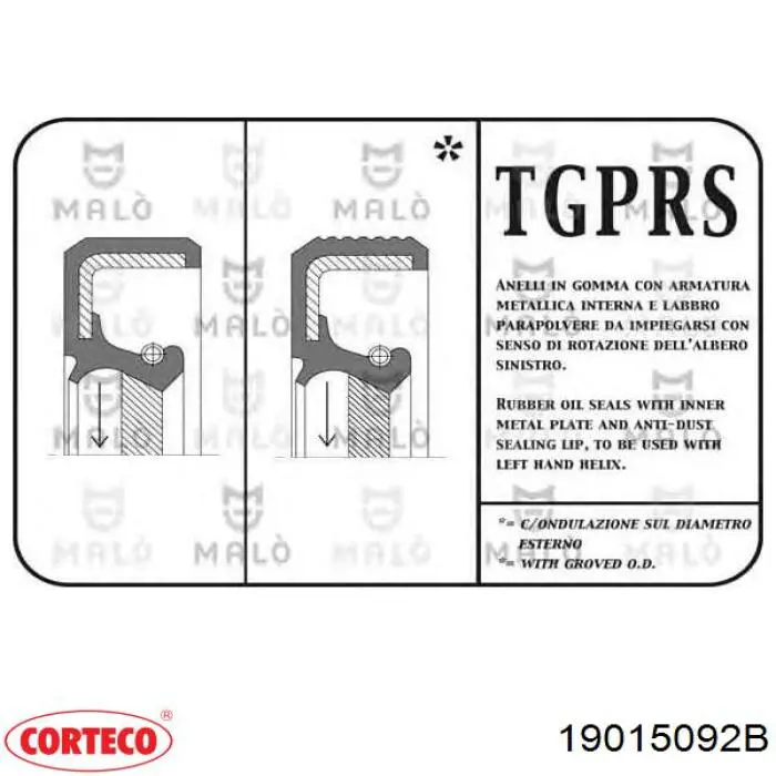 Сальник коленвала двигателя задний 19015092B Corteco