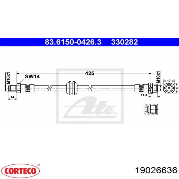 Шланг тормозной передний Corteco 19026636 цена, от 5.54 USD