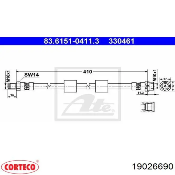 Тормозной шланг задний Corteco 19026690 цена, от 10.77 USD