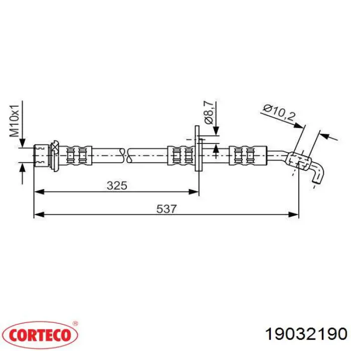 Шланг тормозной передний, левый Corteco 19032190 цена, от 12.73 USD