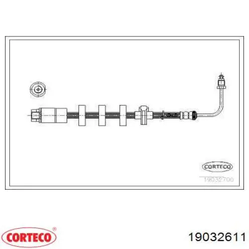 Шланг тормозной передний левый 19032611 Corteco