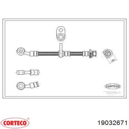 Шланг тормозной передний левый 19032671 Corteco